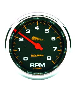 3-3/4" TACHOMETER, 0-8,000 RPM, BLACK W/ CHROME BEZEL, PRO-CYCLE