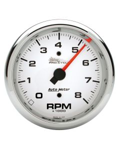3-3/4" TACHOMETER, 0-8,000 RPM, WHITE, PRO-CYCLE