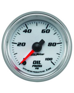2-1/16" OIL PRESSURE, 0-100 PSI, STEPPER MOTOR, WHITE/BRIGHT ANODIZED, PRO-CYCLE