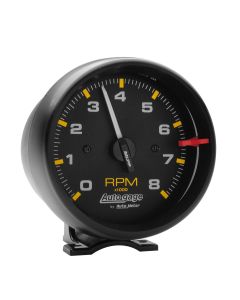3-3/4" PEDESTAL tachometer, 0-8,000 RPM, BLACK/BLACK, AUTO GAGE