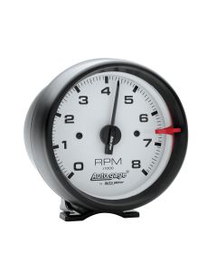 3-3/4" PEDESTAL tachometer, 0-8,000 RPM, WHITE/BLACK, AUTO GAGE