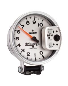 5" PEDESTAL tachometer, 0-10,000 RPM, MEMORY, SILVER, AUTO GAGE