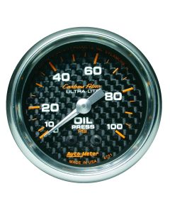 2-1/16" OIL PRESSURE, 0-100 PSI, MECHANICAL, CARBON FIBER