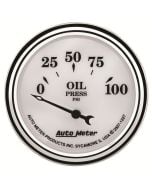 2-1/16" OIL PRESSURE, 0-100 PSI, AIR-CORE, OLD-TYME WHITE II