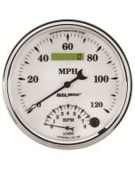 5" TACHOMETER/SPEEDOMETER COMBO, 8K RPM/120 MPH, ELECTRIC, OLD-TYME WHITE II