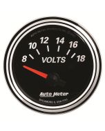 2-1/16" VOLTMETER, 8-18V, AIR-CORE, DESIGNER BLACK II