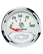 2-1/16" OIL PRESSURE, 0-100 PSI, CHEVROLET HERITAGE BOWTIE