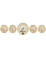 5 PC. GAUGE KIT, 3-1/8" & 2-1/16", ELECTRIC SPEEDOMETER, GOLDEN OLDIES