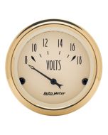 2-1/16" VOLTMETER, 8-18V, AIR-CORE, GOLDEN OLDIES