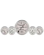5 PC. GAUGE KIT, 3-1/8" & 2-1/16", MECHANICAL SPEEDOMETER, WTMP & OILP, OLD TYME WHT