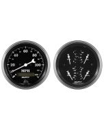 2 PC. GAUGE KIT, 3-3/8" QUAD & SPEEDO, ELECTRIC, 240-33 Ω, OLD TYME BLACK