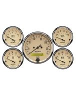 5 PC. GAUGE KIT, 3-1/8" & 2-1/16", ELECTRIC SPEEDOMETER, KM/H, ANTIQUE BEIGE
