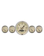5 PC. GAUGE KIT, 3-3/8" & 2-1/16", ELECTRIC SPEEDOMETER, ANTIQUE BEIGE