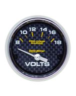 2-1/16" VOLTMETER, 8-18V, AIR-CORE, MARINE CARBON FIBER