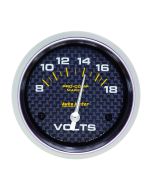 2-5/8" VOLTMETER, 8-18V, AIR-CORE, MARINE CARBON FIBER