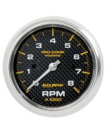 3-3/8" IN-DASH TACHOMETER, 0-8,000 RPM, MARINE CARBON FIBER