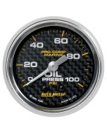 2-1/16" OIL PRESSURE, 0-100 PSI, MECHANICAL, MARINE CARBON FIBER