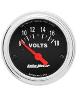 2-1/16" VOLTMETER, 8-18V, AIR-CORE, TRADITIONAL CHROME