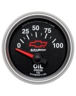 2-1/16" OIL PRESSURE, 0-100 PSI, CHEVY RED BOWTIE