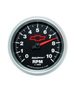 3-3/8" IN-DASH tachometer, 0-10,000 RPM, CHEVY RED BOWTIE