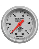 2-1/16" FUEL PRESSURE, 0-15 PSI, MECHANICAL, ULTRA-LITE