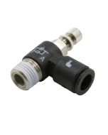 NEEDLE VALVE, RT. ANGLE 1/4" OD QUICK DISCONNECT TO 1/8" NPT (METER OUT) NICKEL PL.BR.