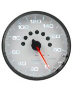 5" SPEEDOMETER, 0-180 MPH, ELECTRIC, SPEK-PRO, WHITE DIAL, BLACK BEZEL, CLEAR LENS