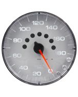 5" SPEEDOMETER, 0-180 MPH, ELECTRIC, SPEK-PRO, SILVER DIAL, CHROME BEZEL, FLAT ANTIGLARE LENS