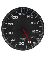 5" SPEEDOMETER, 0-180 MPH, ELECTRIC, SPEK-PRO, BLACK DIAL, CHROME BEZEL, FLAT ANTIGLARE LENS