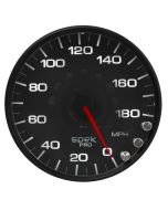 5" SPEEDOMETER, 0-180 MPH, ELECTRIC, SPEK-PRO, BLACK DIAL, BLACK BEZEL, CLEAR LENS