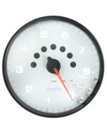 5" IN-DASH TACHOMETER, 0-8,000 RPM, SPEK-PRO, WHITE DIAL, BLACK BEZEL, CLEAR LENS