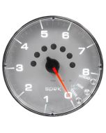 5" IN-DASH TACHOMETER, 0-8,000 RPM, SPEK-PRO, SILVER DIAL, CHROME BEZEL, FLAT ANTIGLARE LENS