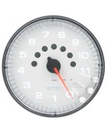 5" IN-DASH TACHOMETER, 0-11,000 RPM, SPEK-PRO, WHITE DIAL, BLACK BEZEL, CLEAR LENS