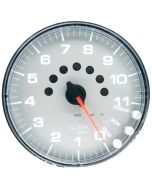 5" IN-DASH TACHOMETER, 0-11,000 RPM, SPEK-PRO, SILVER DIAL, CHROME BEZEL, FLAT ANTIGLARE LENS