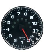 5" IN-DASH TACHOMETER, 0-11,000 RPM, SPEK-PRO, BLACK DIAL, CHROME BEZEL, FLAT ANTIGLARE LENS