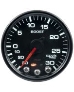 2-1/16" BOOST/VACUUM, 30 IN HG/30 PSI, STEPPER MOTOR, SPEK-PRO, BLACK DIAL, BLACK BEZEL, CLEAR LENS
