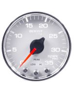 2-1/16" BOOST, 0-35 PSI, STEPPER MOTOR, SPEK-PRO, WHITE DIAL, CHROME BEZEL, CLEAR LENS
