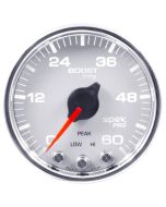 2-1/16" BOOST, 0-60 PSI, STEPPER MOTOR, SPEK-PRO, WHITE DIAL, CHROME BEZEL, CLEAR LENS