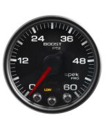 2-1/16" BOOST, 0-60 PSI, STEPPER MOTOR, SPEK-PRO, BLACK DIAL, BLACK BEZEL, CLEAR LENS