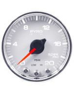 2-1/16" PYROMETER, 0-2000 °F, STEPPER MOTOR, SPEK-PRO, WHITE DIAL, CHROME BEZEL, CLEAR LENS