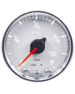 2-1/16" FUEL LEVEL, PROGRAMMABLE 0-300 Ω, STEPPER MOTOR, SPEK-PRO, WHITE DIAL, CHROME BEZEL, CLEAR LENS