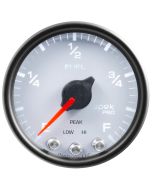 2-1/16" FUEL LEVEL, PROGRAMMABLE 0-300 Ω, STEPPER MOTOR, SPEK-PRO, WHITE DIAL, BLACK BEZEL, CLEAR LENS