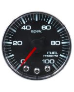 2-1/16" FUEL PRESSURE, 0-100 PSI, STEPPER MOTOR, SPEK-PRO, BLACK DIAL, CHROME BEZEL, FLAT ANTIGLARE LENS
