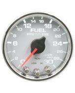 2-1/16" FUEL PRESSURE, 0-30 PSI, STEPPER MOTOR, SPEK-PRO, WHITE DIAL, CHROME BEZEL, CLEAR LENS