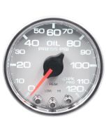 2-1/16" OIL PRESSURE, 0-120 PSI, STEPPER MOTOR, SPEK-PRO, WHITE DIAL, CHROME BEZEL, CLEAR LENS
