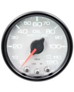 2-1/16" OIL PRESSURE, 0-120 PSI, STEPPER MOTOR, SPEK-PRO, WHITE DIAL, BLACK BEZEL, CLEAR LENS