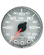 2-1/16" OIL PRESSURE, 0-120 PSI, STEPPER MOTOR, SPEK-PRO, SILVER DIAL, CHROME BEZEL, FLAT ANTIGLARE LENS