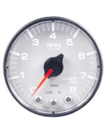 2-1/16" IN-DASH TACHOMETER, 0-8,000 RPM, SPEK-PRO, WHITE DIAL, BLACK BEZEL, FLAT ANTIGLARE LENS