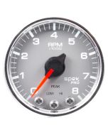 2-1/16" IN-DASH TACHOMETER, 0-8,000 RPM, SPEK-PRO, SILVER DIAL, CHROME BEZEL, CLEAR LENS