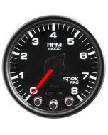 2-1/16" IN-DASH TACHOMETER, 0-8,000 RPM, SPEK-PRO, BLACK DIAL, BLACK BEZEL, CLEAR LENS